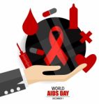 Aids Awareness Red Ribbon. World Aids Day Stock Photo