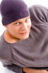 Young Man Wearing Woollen Cap Stock Photo