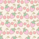 Seamless Pattern Of Strawberry And Cherry Cartoon, Illustration Stock Photo