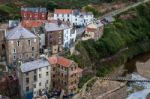 Staithes, North Yorkshire/uk - August 21 : High Angle View Of St Stock Photo