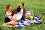 Best Friends Having A Picnic Stock Photo