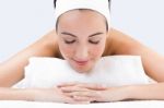 Woman Enjoying Massage At Beauty Spa Stock Photo