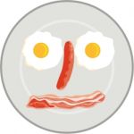 Egg Sausage Bacon Face Retro Stock Photo