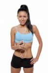 Fit Woman On With  Earphones Stock Photo