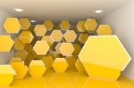 Interior With yellow hexagon Stock Photo