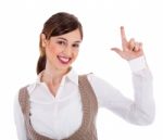 Woman Holding Up Finger And Thumb Stock Photo