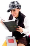 Caucasian Student With Her Books Stock Photo