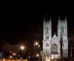 View Of Westminster Abbey At Nighttime Stock Photo