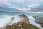 The Sea Crashes Hard On The Coasts Of Galicia, Stock Photo