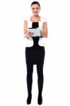 Business Woman Working On Tablet Pc Stock Photo