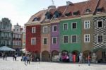 Row Of Multicoloured Houses In Poznan Stock Photo