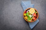 The Bowl Of Healthy Vegan Salad . Various Vegetables Avocado, To Stock Photo