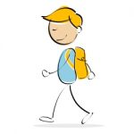 Boy With School Bag Stock Photo