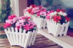 Artificial Flowers Pot Stock Photo
