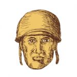 Ww2 American Soldier Head Drawing Stock Photo