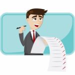 Cartoon Businessman With Checklist Paper Stock Photo