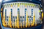 Fiber Optic With Servers In A Technology Data Center Stock Photo