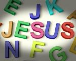 Jesus Written In Kids Letters Stock Photo