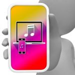 Music Online Means Mobile Phone Soundtracks 3d Rendering Stock Photo