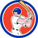 Baseball Player Batting Circle Side Cartoon Stock Photo