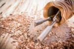 Joiner Tools On Wood Table Background Stock Photo