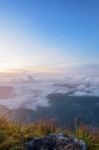 Nature In Sunrise On Mountain, Thailand Stock Photo