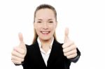 Woman With Thumbs Up Stock Photo