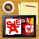 Sale On Cubes Showing Special Discounts Tablet Stock Photo