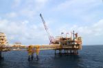 Offshore Construction Platform For Production Oil And Gas,oil And Gas Industry Stock Photo