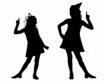 Silhouettes Of Happy Children Stock Photo