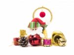 Cute Santa Claus Encircle By Decoration Christmas And Happy New Years Stock Photo