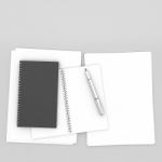 Blank Book And Paper Sheets Stock Photo