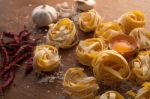 Fettuccine Pasta Italian Food Still Life Rustic Stock Photo