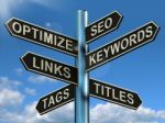 Seo Signpost Stock Photo