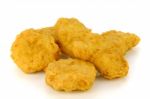 Fried Chicken Nuggets Isolated On White Background Stock Photo