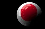 Japan Flag Soccer Ball Isolated Dark Background Stock Photo