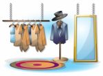 Cartoon  Illustration Interior Clothing Room With Separated Layers Stock Photo