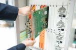 Fix Network Switch In Data Center Room Stock Photo