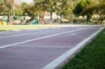 Old Running Track In School Stock Photo