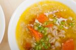 Syrian Barley Broth Soup Aleppo Style Stock Photo