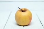 Fresh Tasty Yellow Apple Fruit Isolated On A White Background Stock Photo