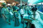 Student 9-10 Years Old, Scouts Work Together, Scout Camp In Pieamsuwan School Bangkok Thailand Stock Photo