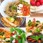 Healthy Vegetarian Vegan Food Collage Stock Photo