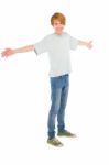 Teenage Boy With Open Arms Stock Photo