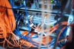 Fiber Optic With Servers In A Technology Data Center Stock Photo