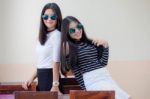 Two Asia Thai Teen Best Friends Girls Smile And Funny Stock Photo