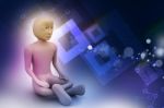 3d Man In Meditation Stock Photo