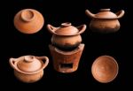 Pottery On The Black Background Stock Photo