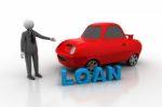 3d Man With Car, Car Loan Concept Stock Photo