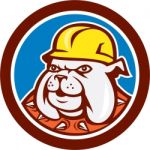 Bulldog Construction Worker Head Cartoon Stock Photo